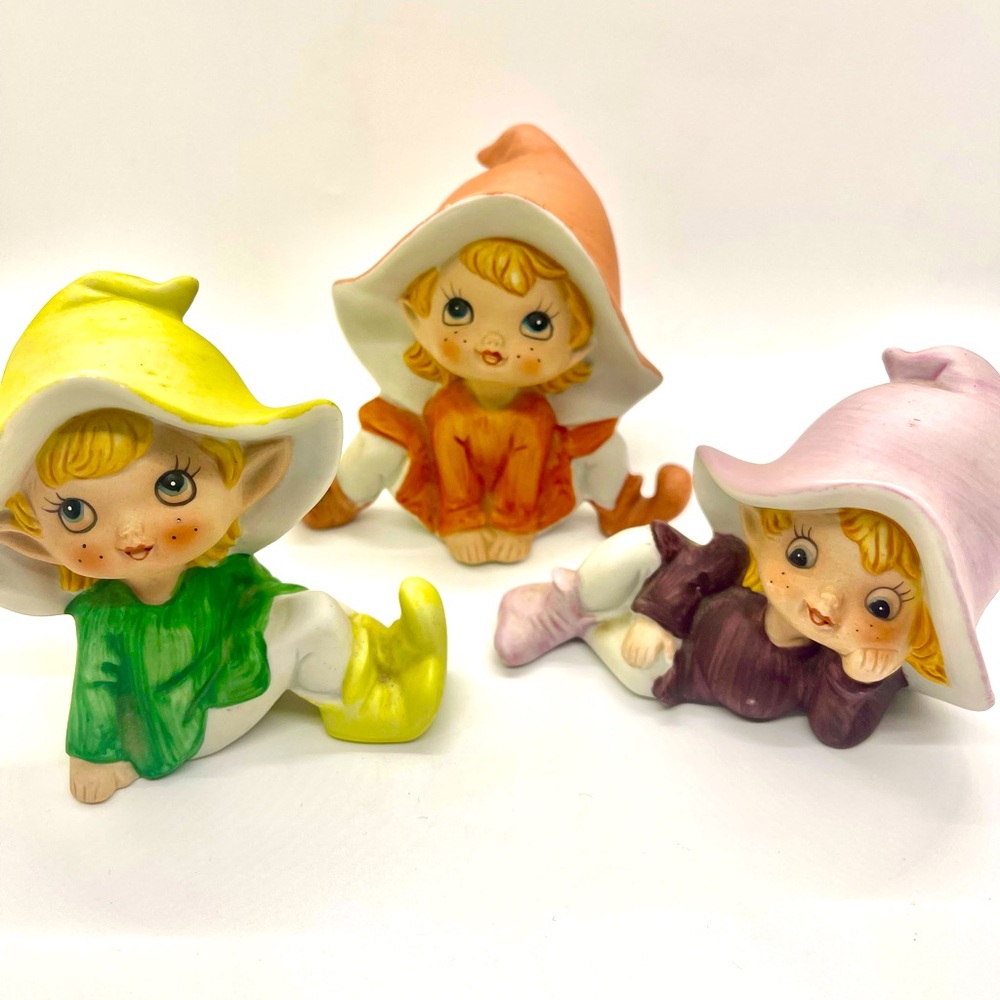Vintage Homco Pixie Trio